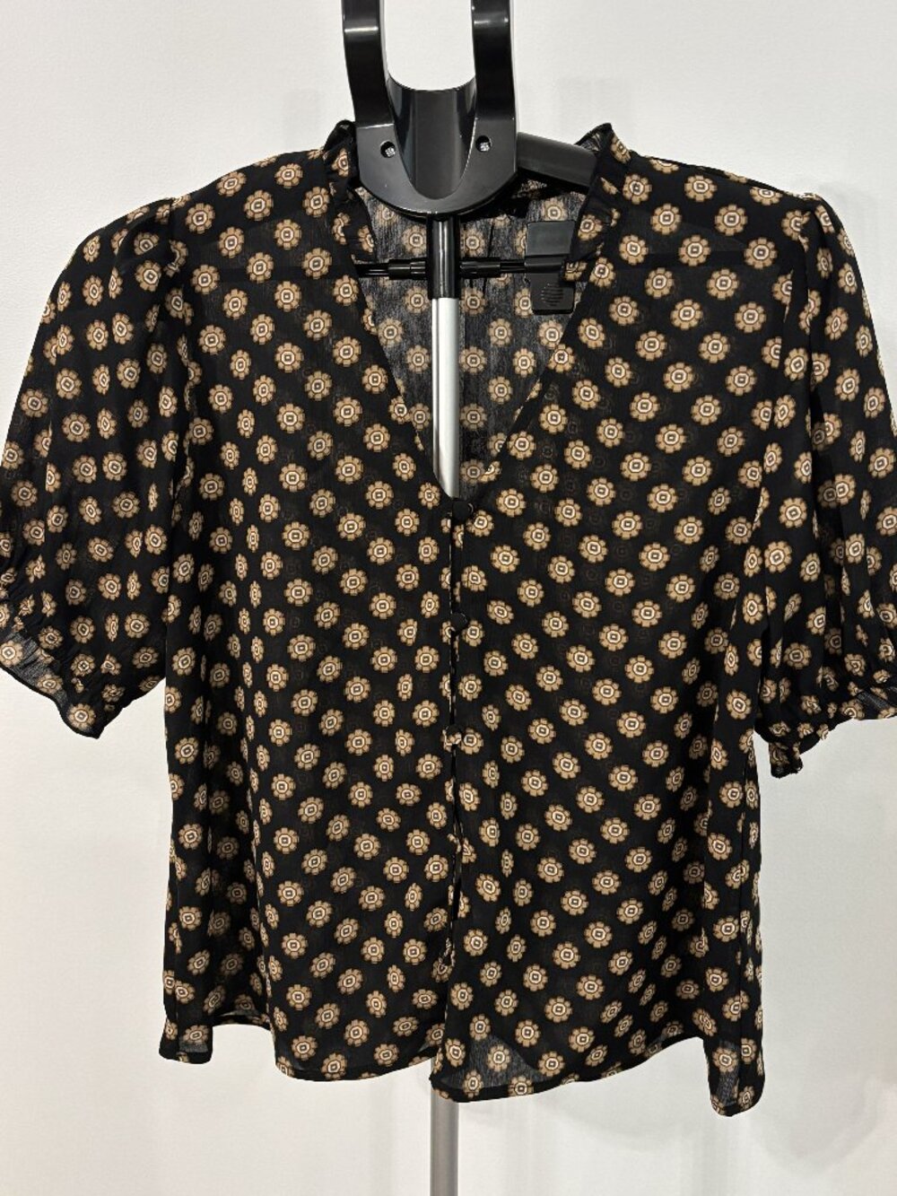 Sanctuary Black and Tan short sleeve blouse-New (S)